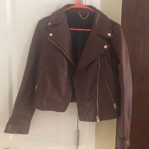 Gorgeous J.Crew Brown Cassis Moto leather Jacket